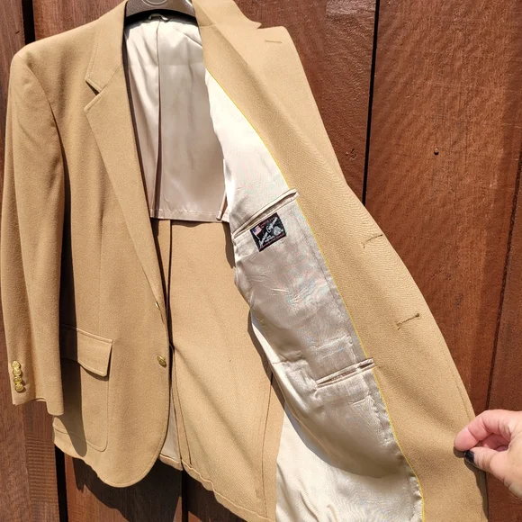 Men's Vintage Tan Wool Sportcoat Blazer Jacket - Picture 6 of 10